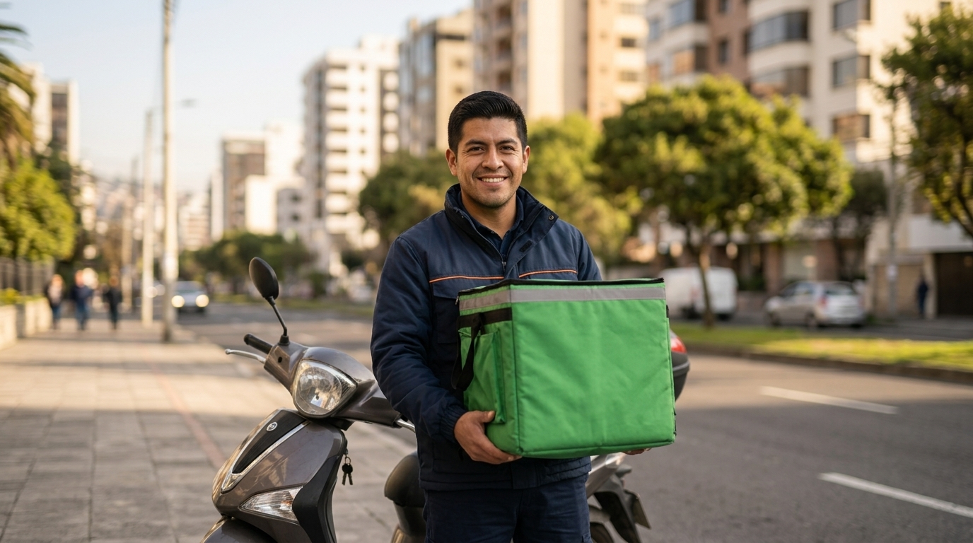 Mensajero de reemplazo listo para iniciar su ruta